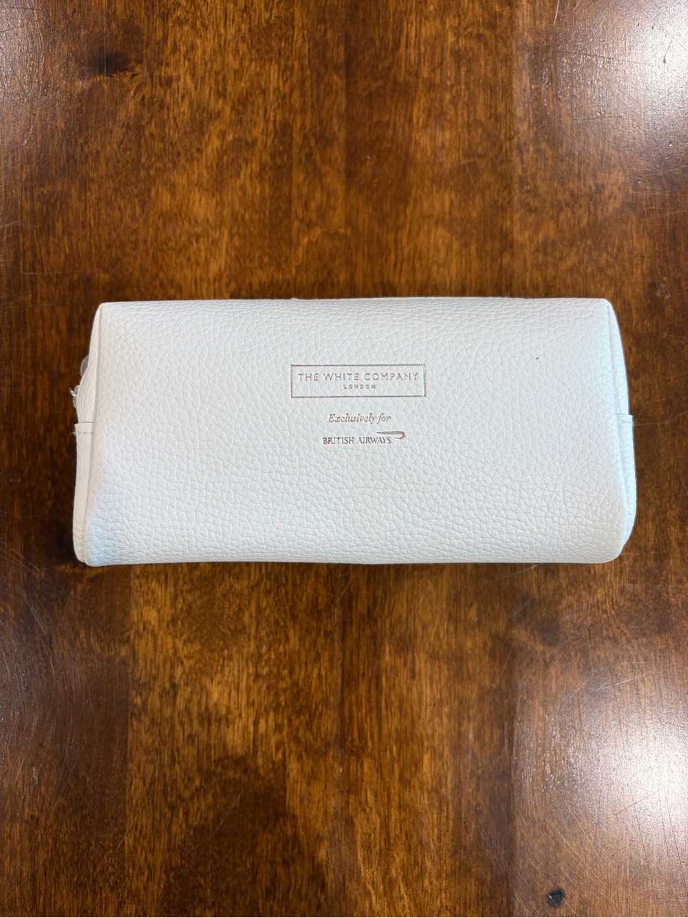 British Airways Business The White Company Cream Pebbled Leather Amenity Kit